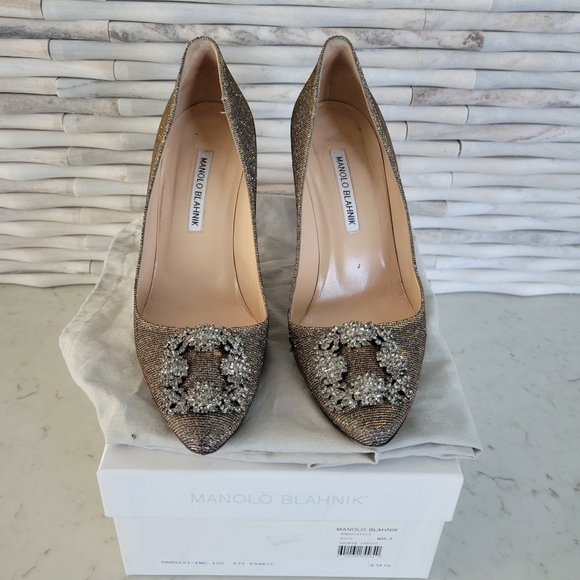 Manolo Blahnik Hangisi Jeweled Heels - Picture 1 of 10